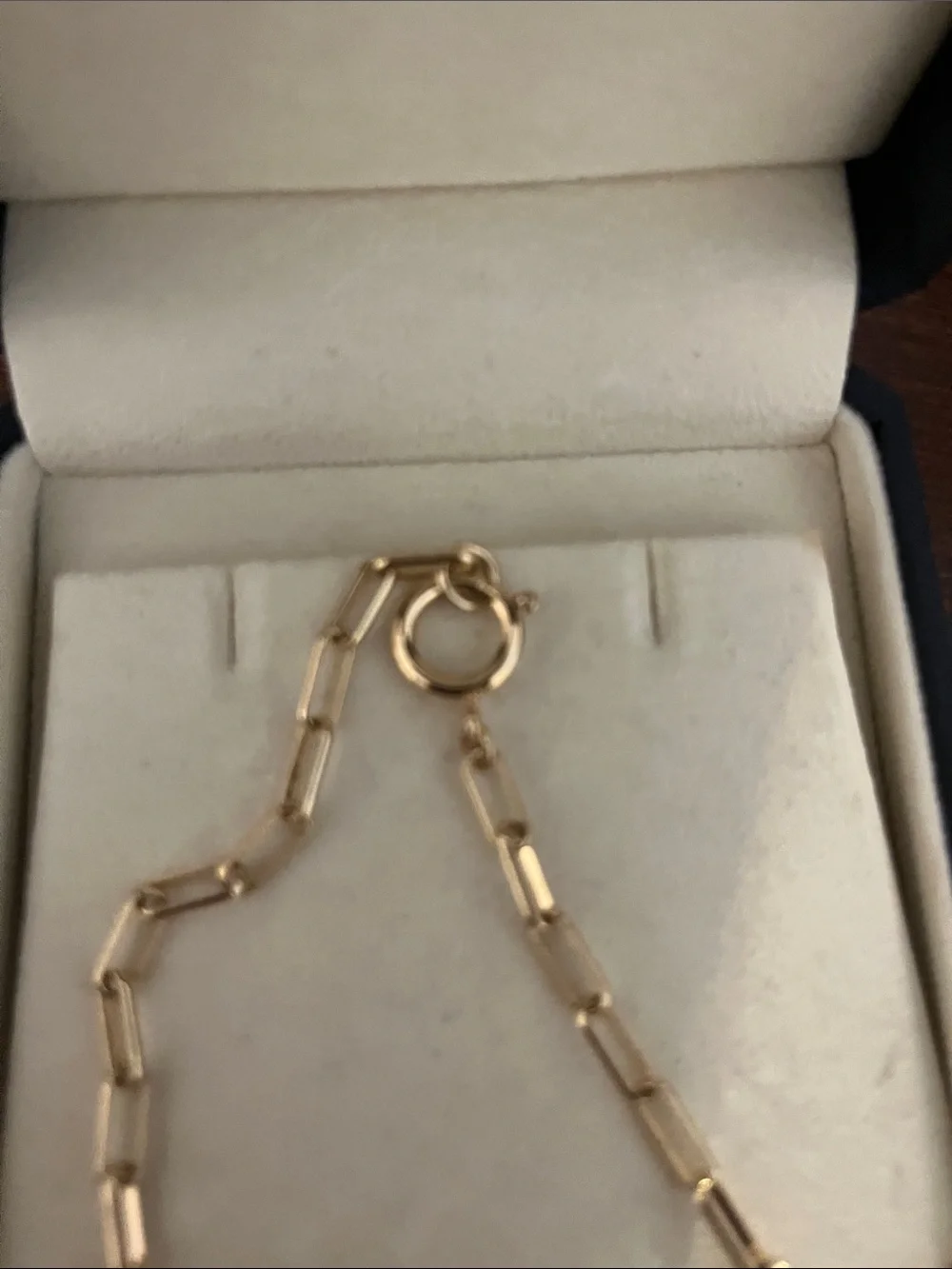Gold Chain Necklace with Black Speckled Pendant